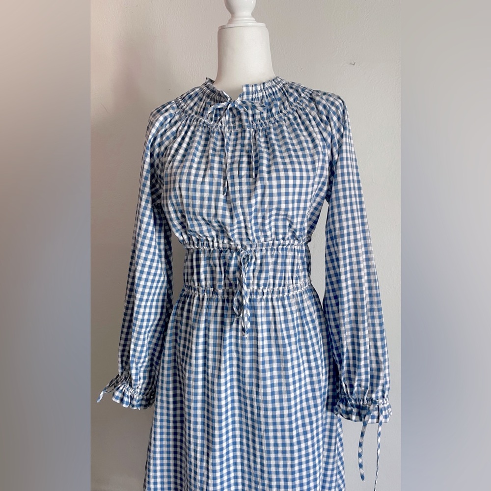 FRANCES HART Gingham Smocked Midi Dress